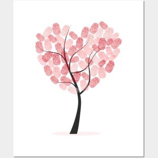 Heart tree with finger prints Posters and Art